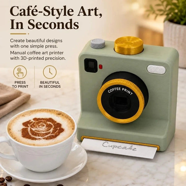 Heirlyn Latte Art Camera printing a rose design onto a cappuccino